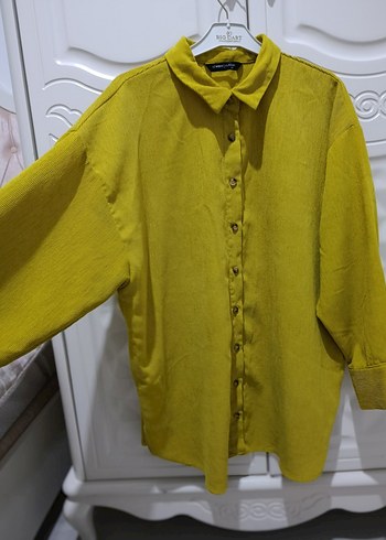 Sarı Düğmeli Keten Gömlek - Görsel 3