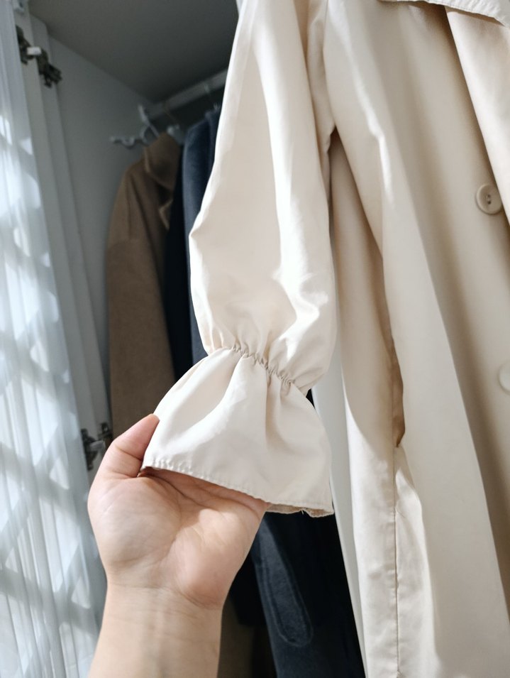 krem Uzun Kadın Trençkot - Görsel 5