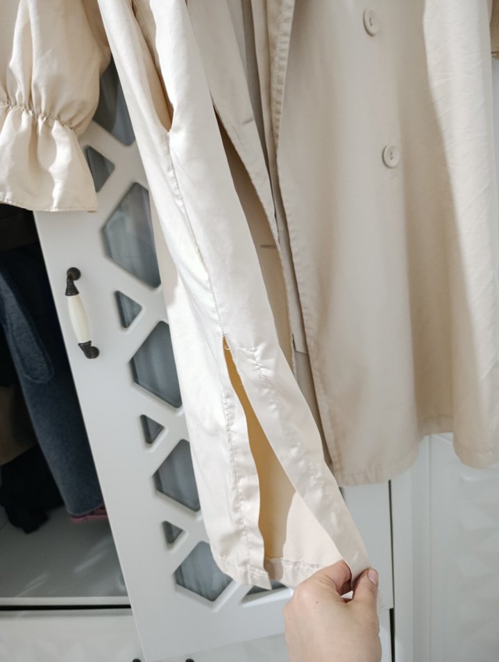 krem Uzun Kadın Trençkot - Görsel 4