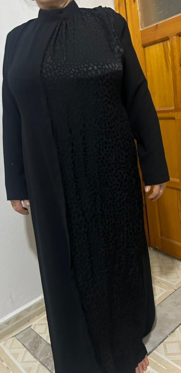 Siyah Uzun Kollu Salaş Siyah Elbise - Görsel 2