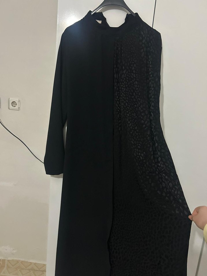 Siyah Uzun Kollu Salaş Siyah Elbise - Görsel 3