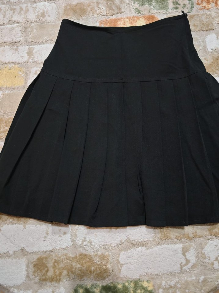 Siyah Pilili Midi Mini Etek - Görsel 5