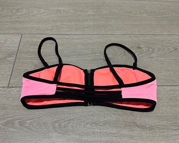 s Beden Önden fermuarlı straplez bikini takımı