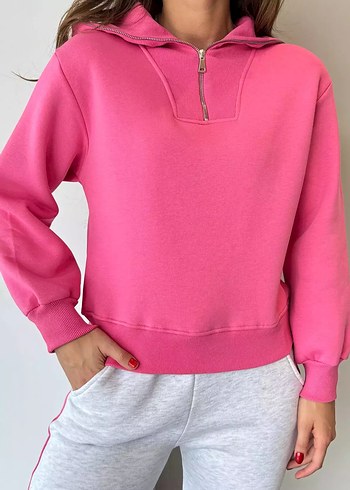 Trendyol & Milla Kadın Pembe Yüksek Yakalı Salaş Sweatshirt