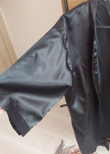 Siyah Midi Kadın Kimono - Görsel 2