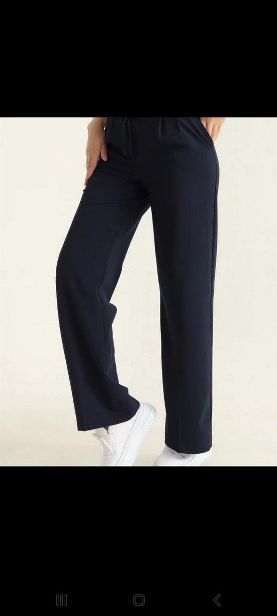 Kemer Detaylı Lacivert Kadın pantolon - Görsel 3