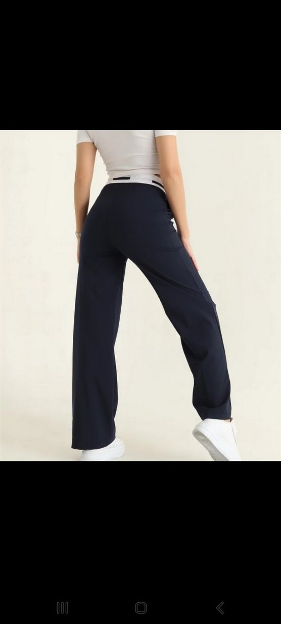 Kemer Detaylı Lacivert Kadın pantolon - Görsel 4