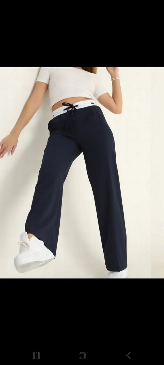 Kemer Detaylı Lacivert Kadın pantolon - Görsel 2