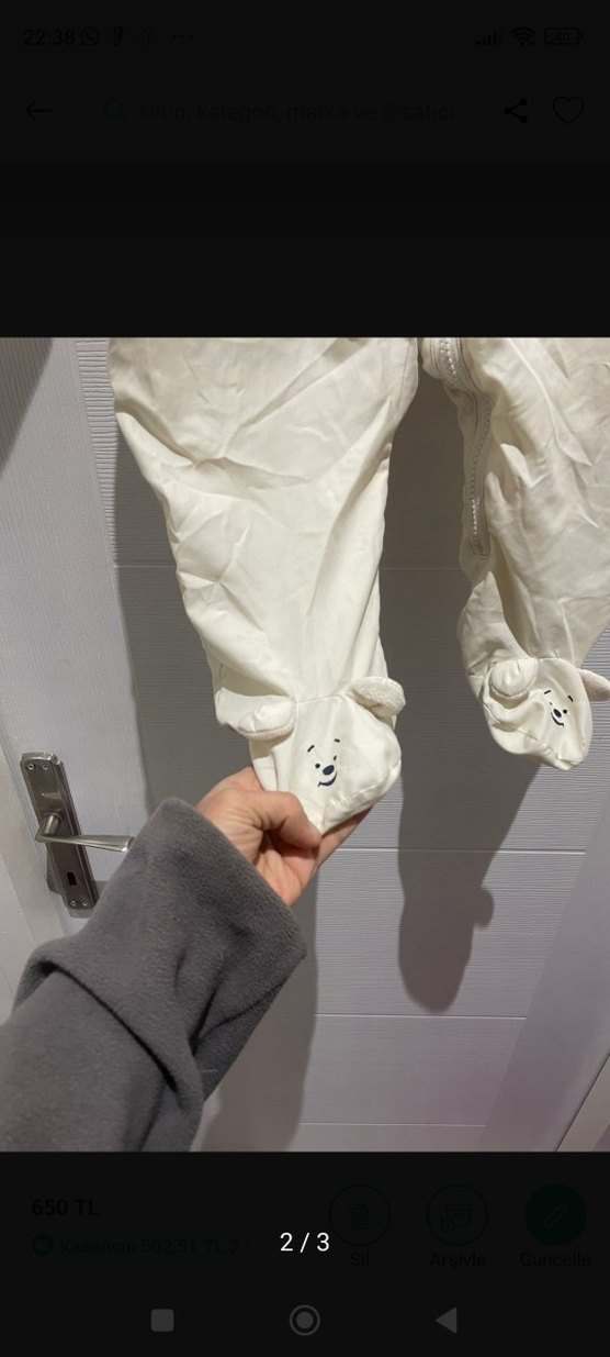 Kapüşonlu Beyaz Bebek Kız Tulumu - Görsel 2