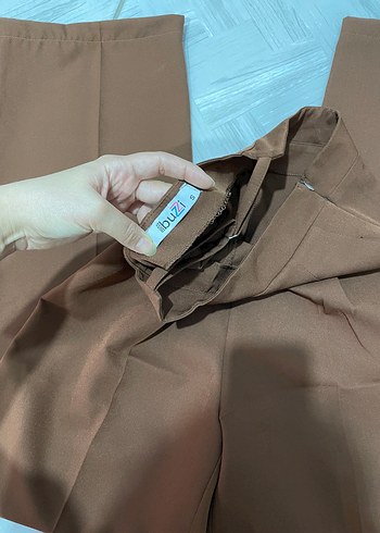 s Beden kahverengi Renk Yüksek bel pantolon süs detaylı