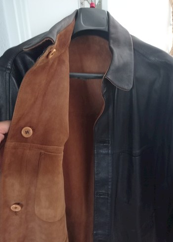 xl Beden kahverengi Renk çift renk deri mont