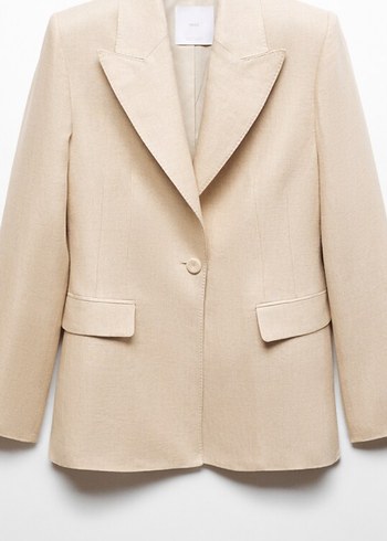 xs Beden ten rengi Renk Bej Kadın Keten Klasik Blazer Ceket