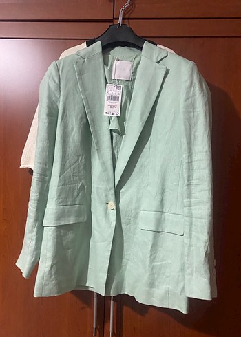 xs Beden Bej Dantel Detaylı Uzun Kadın Blazer