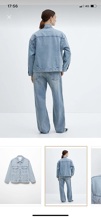 s Beden mavi Renk Mango oversize denim mont