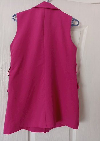 Kadın Beyaz Kolsuz Düğmeli Blazer Ceket - Görsel 4