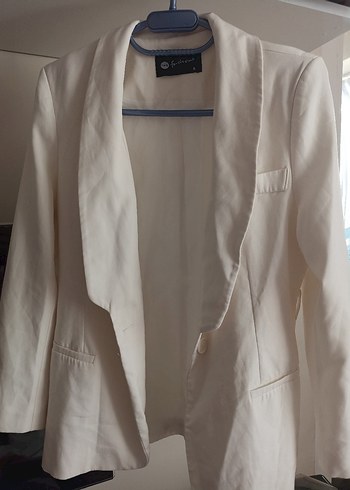 Kadın Beyaz Kolsuz Düğmeli Blazer Ceket - Görsel 8