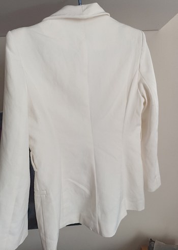 Kadın Beyaz Kolsuz Düğmeli Blazer Ceket - Görsel 7