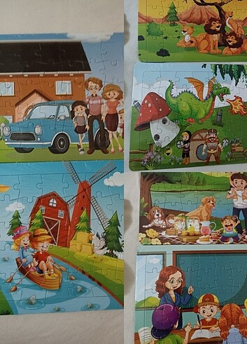 3 adet 42 puzzle arkası resimli