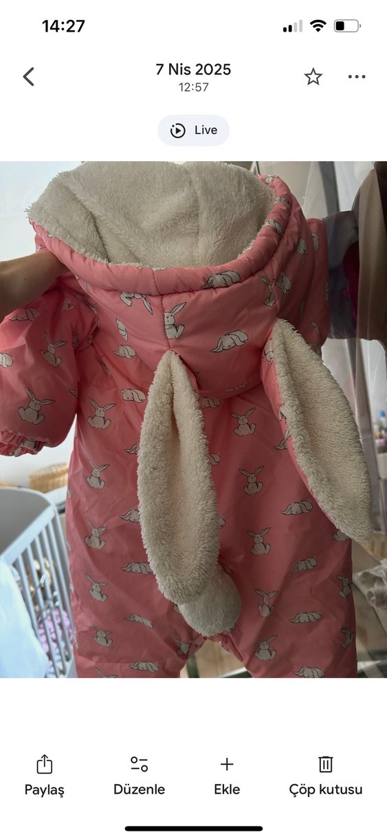 Pembe Tabşan Desenli Astronot Tulum - Görsel 3