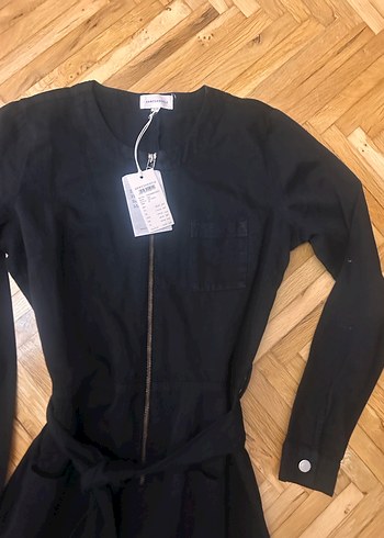 Kadın Siyah Uzun Kollu Kemerli Tulum - Görsel 5