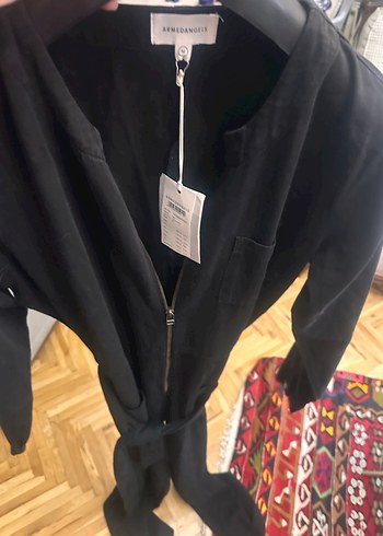 Kadın Siyah Uzun Kollu Kemerli Tulum - Görsel 11