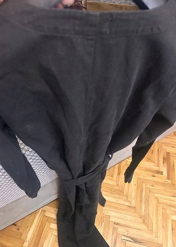 Kadın Siyah Uzun Kollu Kemerli Tulum - Görsel 8