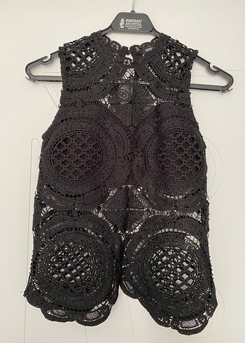 Siyah Dantel Mini Bluz