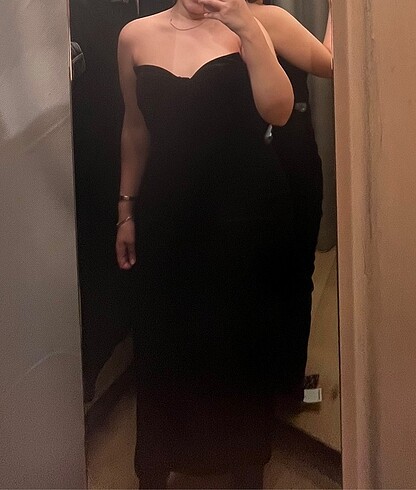 Bershka siyah kadife elbise