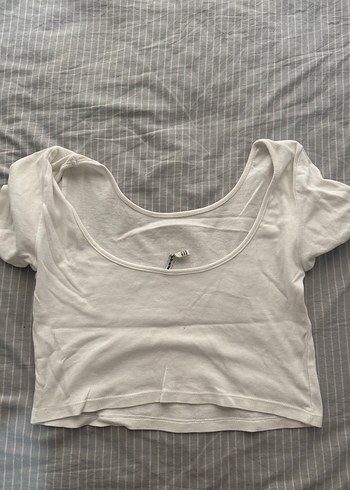 s Beden Kadın Beyaz Kısa Kollu Crop Top