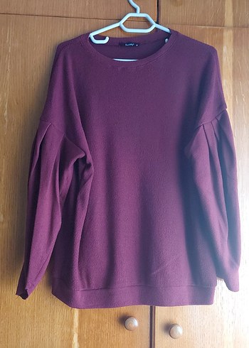 Bordo Kadın Örme Sweatshirt