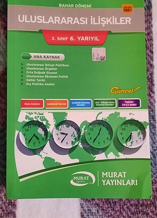Murat Yayınları Uluslararası İlişkiler 3.sınif 6.Yarıyıl Kitabı