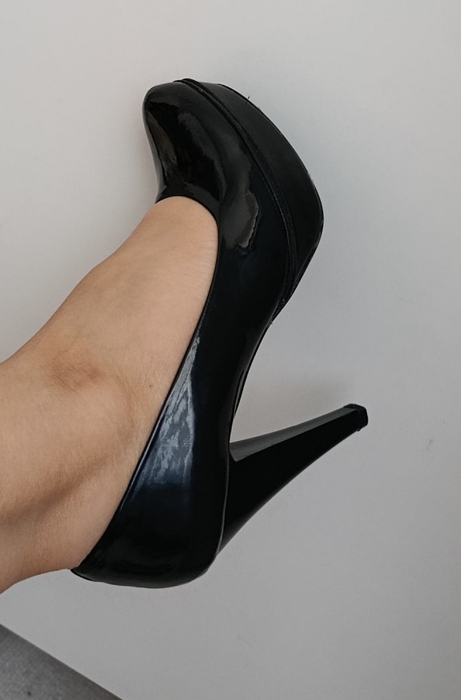 Kadın Siyah Rugan platform Topuklu Ayakkabı - Görsel 3