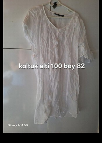 Beyaz Keten V Yakalı Midi pareo - Görsel 4