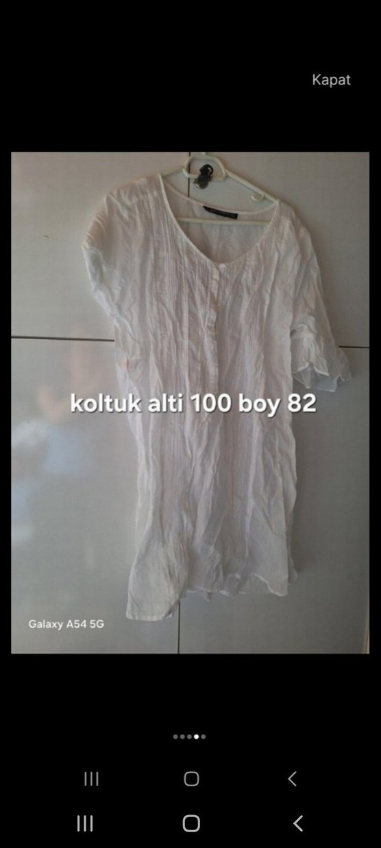 Beyaz Keten V Yakalı Midi pareo - Görsel 4