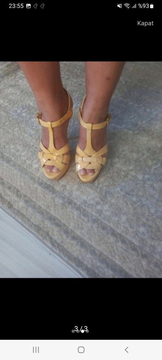Sarı Platform Topuklu Kadın Ayakkabı 14 cm - Görsel 3