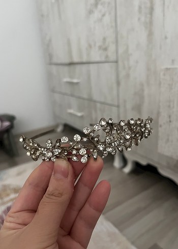  Beden beyaz Renk Vintage Parlak Taşlı Beyaz Gelin Tacı