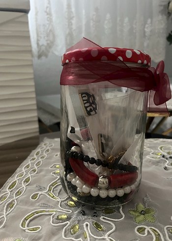  Beden Puantiye Kapaklı Cam Kavanozda Takı Seti