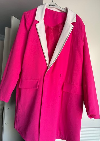 Düğmeli Pembe Kadın Blazer Ceket