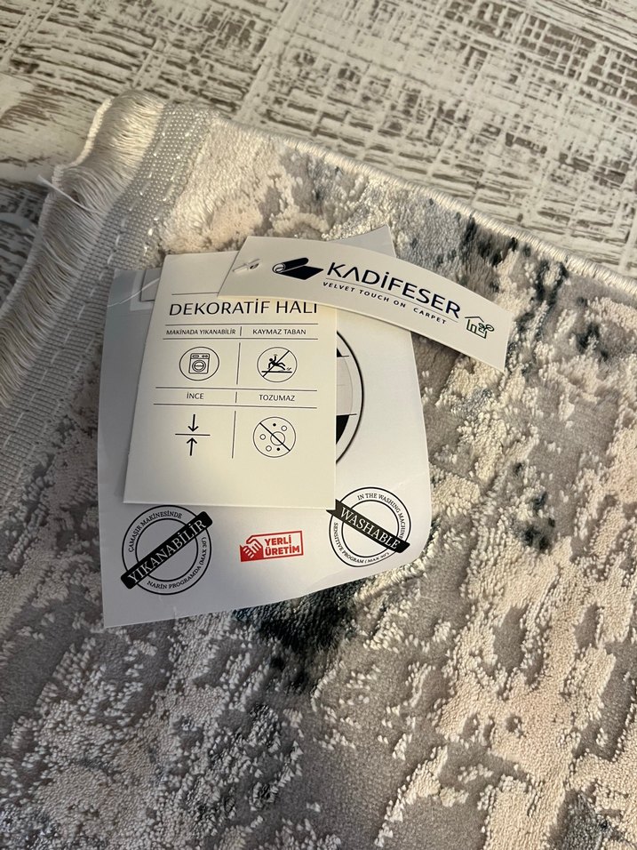 Gri Baskılı Çağdaş Halı - Görsel 5