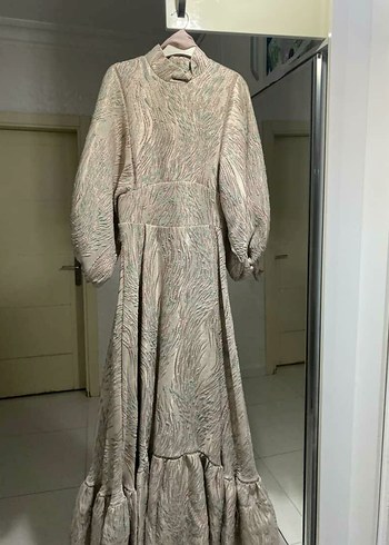 Beyaz Parlak Uzun Kollu Kadın Elbise - Görsel 3