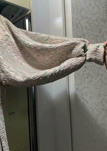 Beyaz Parlak Uzun Kollu Kadın Elbise - Görsel 4