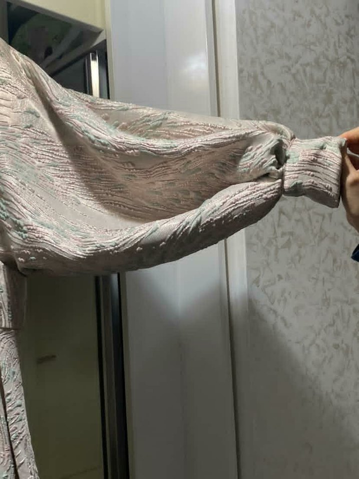 Beyaz Parlak Uzun Kollu Kadın Elbise - Görsel 4