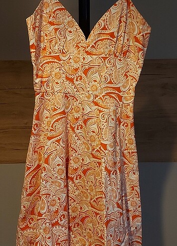 Diğer Yazlık turunculu vintage style elbise