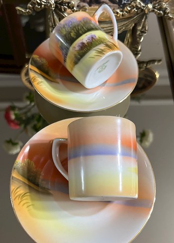 1 adet,Noritake ,Pastel Renkli Desenli Fincan Takımı, - Görsel 3