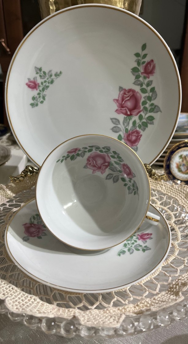 Pembe Gül Desenli Porselen Çay Fincanı Seti - Görsel 2