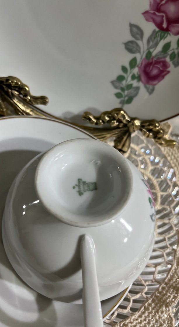 Pembe Gül Desenli Porselen Çay Fincanı Seti - Görsel 4