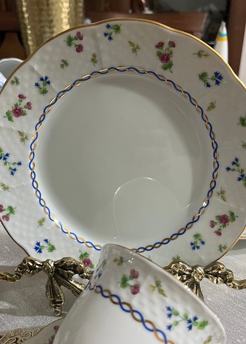 Çekoslovak,Thun,Çiçek Desenli Beyaz Porselen Fincan Takımı - Görsel 3