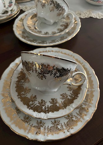 1 adet,Altın detaylı porselen fincan seti - Görsel 5