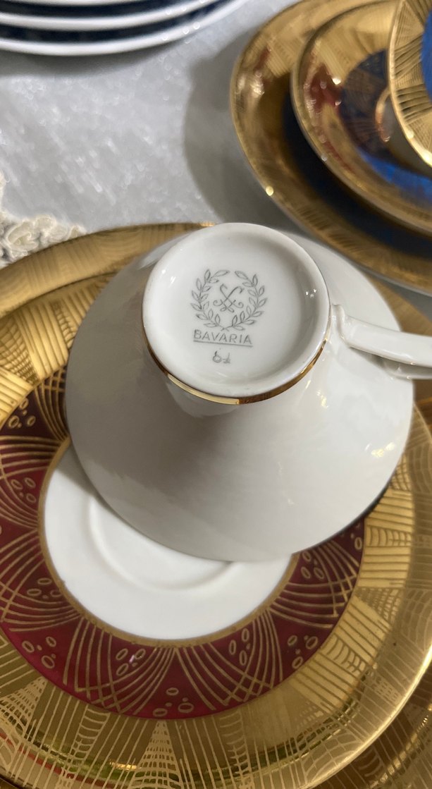 Bavaria,Altın Renkli Desenli Fincan ve Tabak Seti - Görsel 5