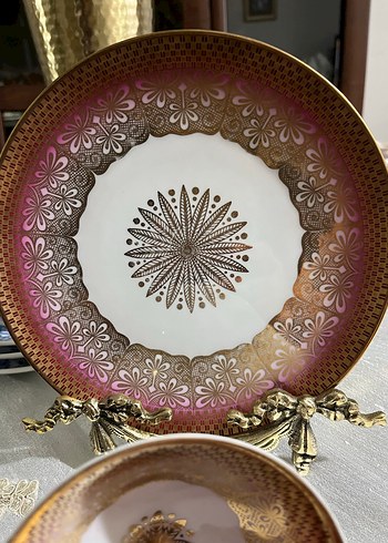 Bavaria,Parlak Altın Renkli Dekoratif Tabak ve Fincan Seti - Görsel 3